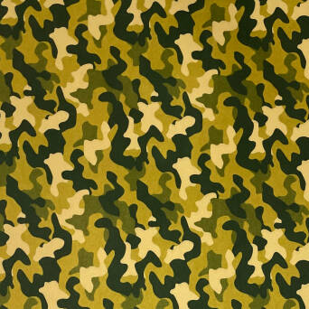 Tissu microfibre motif Camouflage jaune 