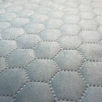 Tissu velours ras piqué à motif rayons de miel couleur bleu