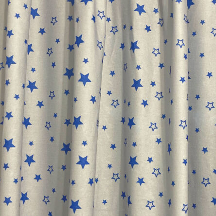 Tissu microfibre Étoiles Bleues fond gris