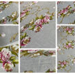 Tissu d'ameublement microfibre Fleurs sur fond gris - 2