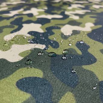 Tissu polyester imperméable motif Camouflage vert